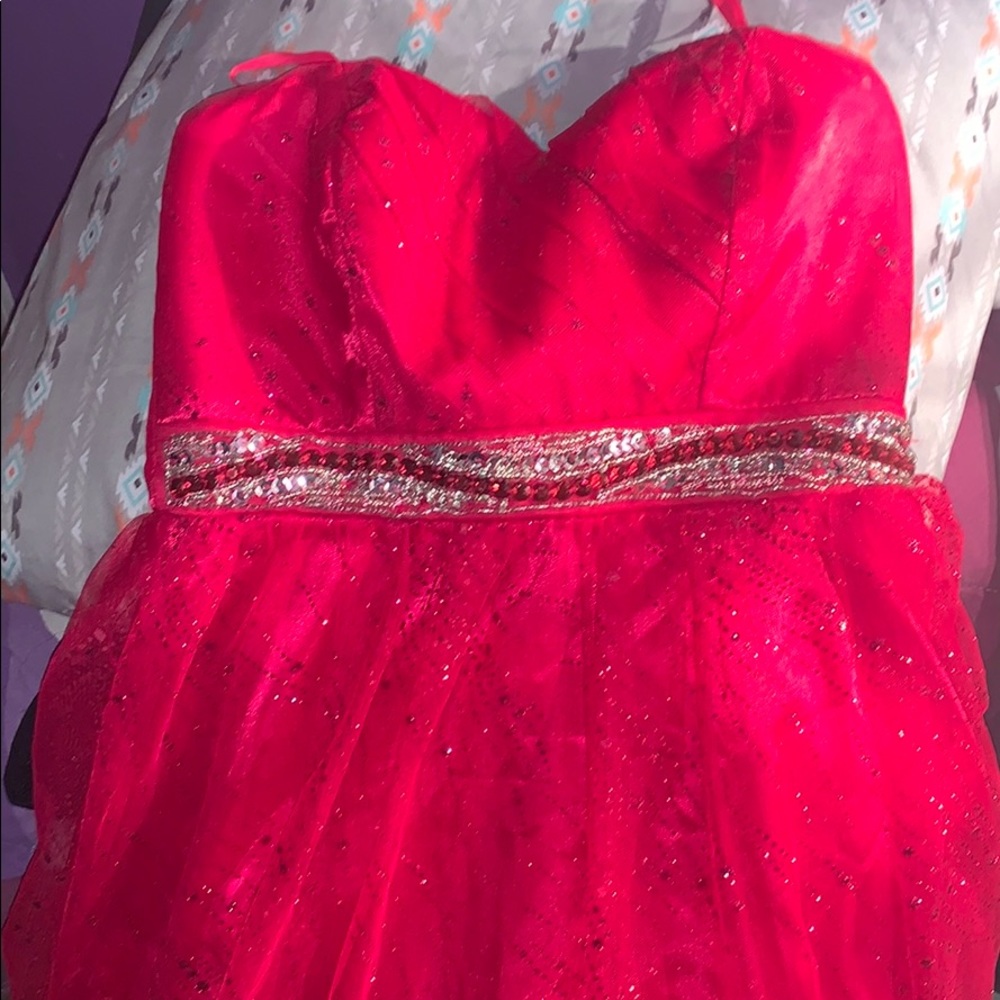 strapless pink glittery dress